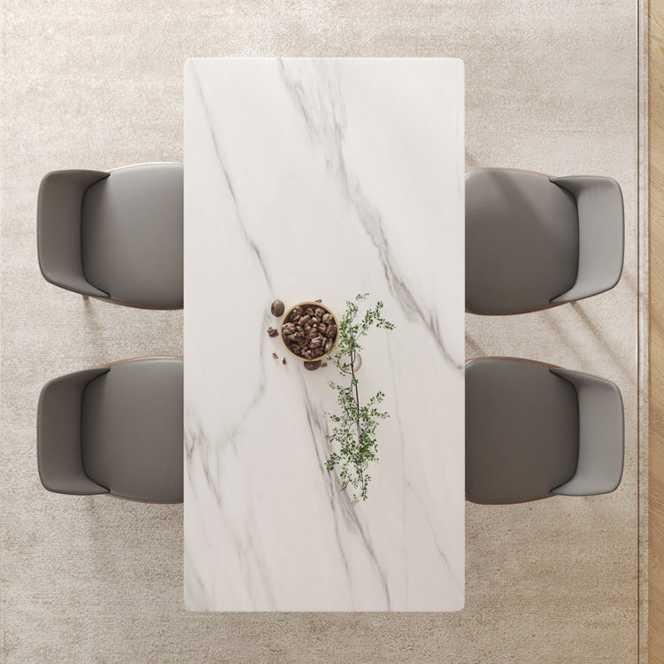 Table de salle à manger rectangulaire en pierre, mobilier de style moderne, blanc