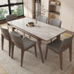 Table de salle à manger rectangulaire en pierre, mobilier de style moderne, blanc