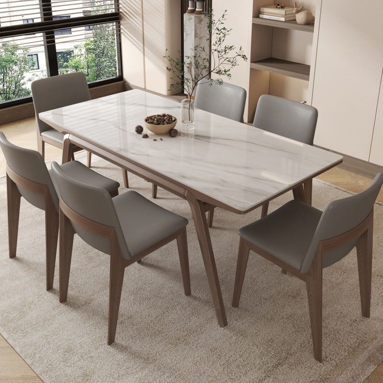 Table de salle à manger rectangulaire en pierre, mobilier de style moderne, blanc