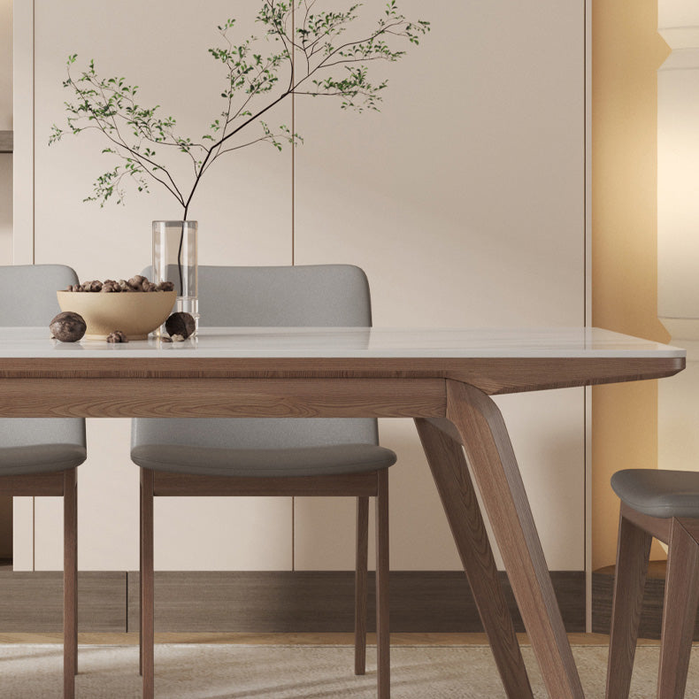 Table de salle à manger rectangulaire en pierre, mobilier de style moderne, blanc