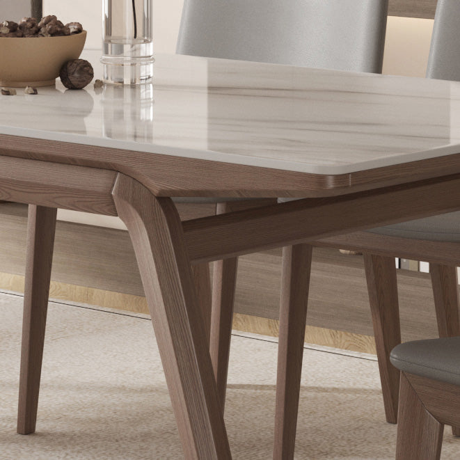 Table de salle à manger rectangulaire en pierre, mobilier de style moderne, blanc