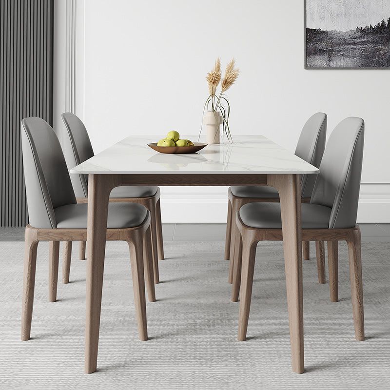 Simplicity Furniture Rectangle Stone Dining Room Table in White