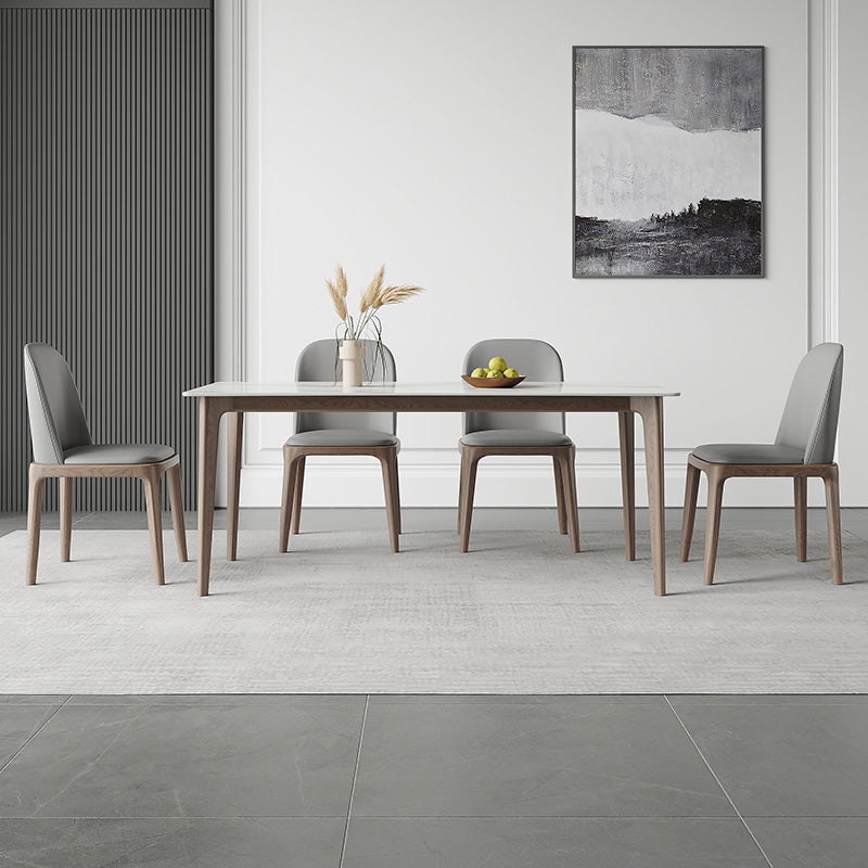 Simplicity Furniture Rectangle Stone Dining Room Table in White