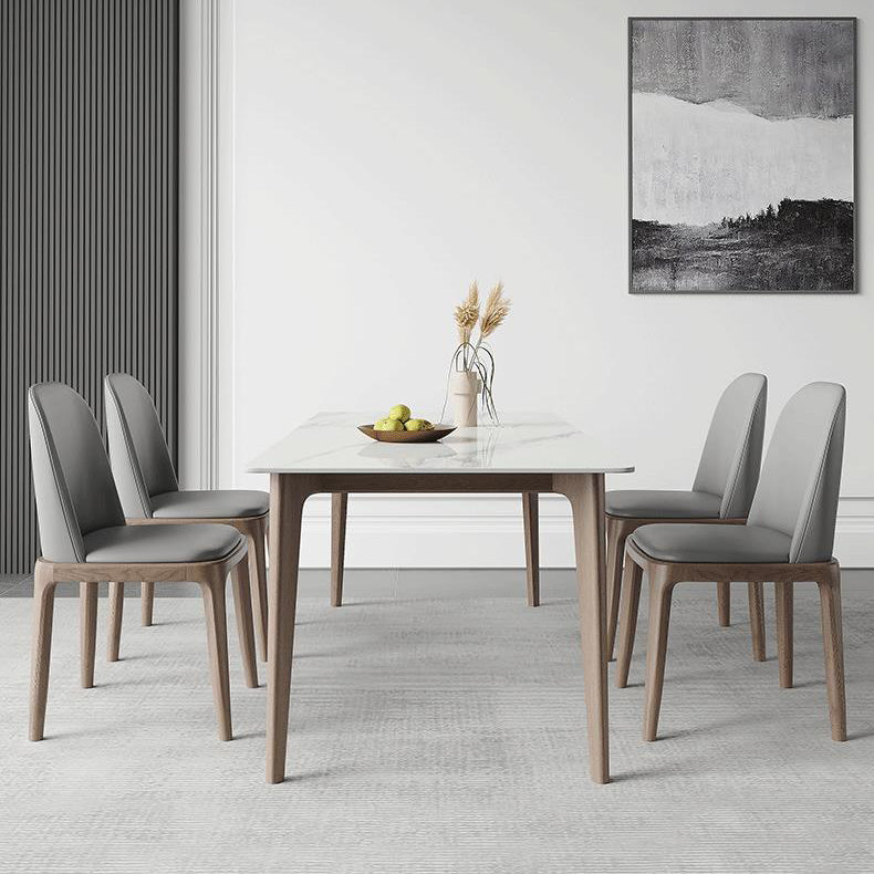 Simplicity Furniture Rectangle Stone Dining Room Table in White