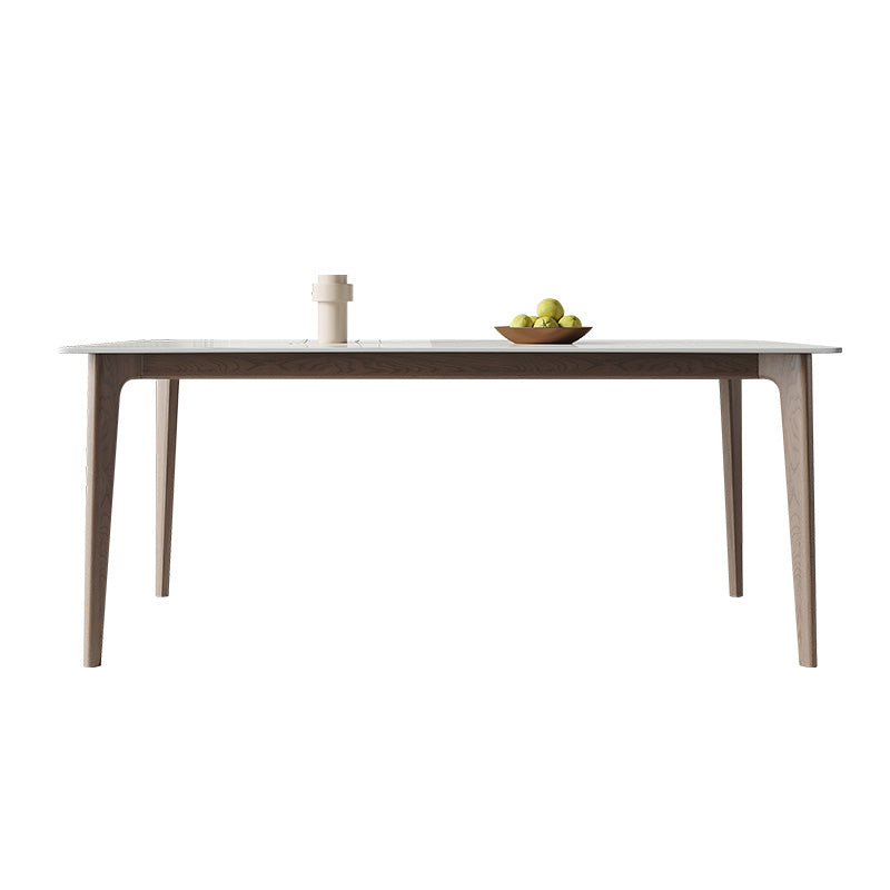 Simplicity Furniture Rectangle Stone Dining Room Table in White