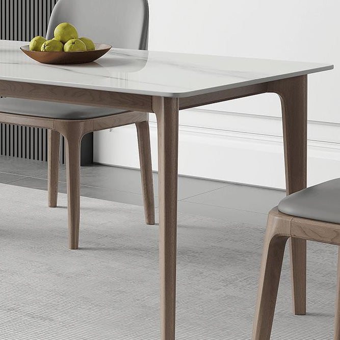 Simplicity Furniture Rectangle Stone Dining Room Table in White