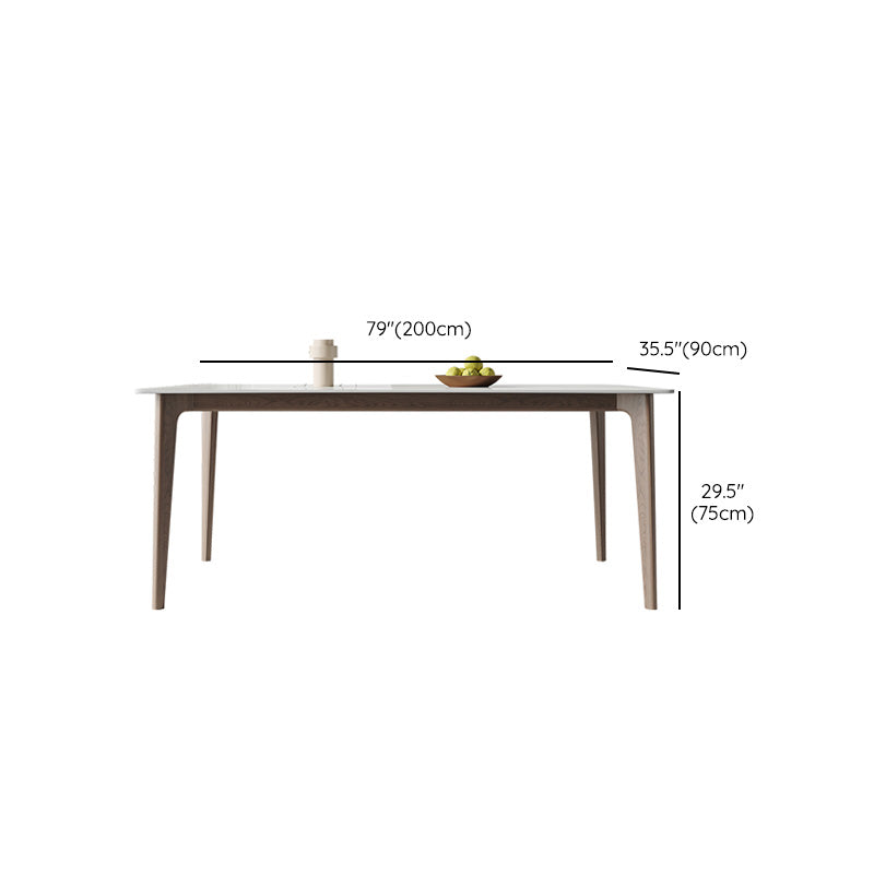 Simplicity Furniture Rectangle Stone Dining Room Table in White