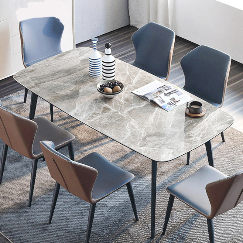 Simplicity Style Furniture Rectangle Stone Dining Room Table for Dining Room Gray 63"L x 31.5"W x 29.5"H Without Chairs Clearhalo 'Dining Tables & Seating' 'Dining Tables' 'dining_table' 'furn' 'furn_dining_table' 'Furniture' 'Kitchen & Dining Furniture' 6813952