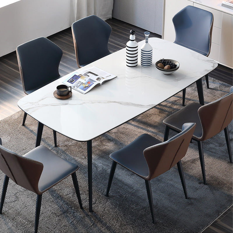 Simplicity Style Furniture Rectangle Stone Dining Room Table for Dining Room Black White Without Chairs Clearhalo 'Dining Tables & Seating' 'Dining Tables' 'dining_table' 'furn' 'furn_dining_table' 'Furniture' 'Kitchen & Dining Furniture' 6813954