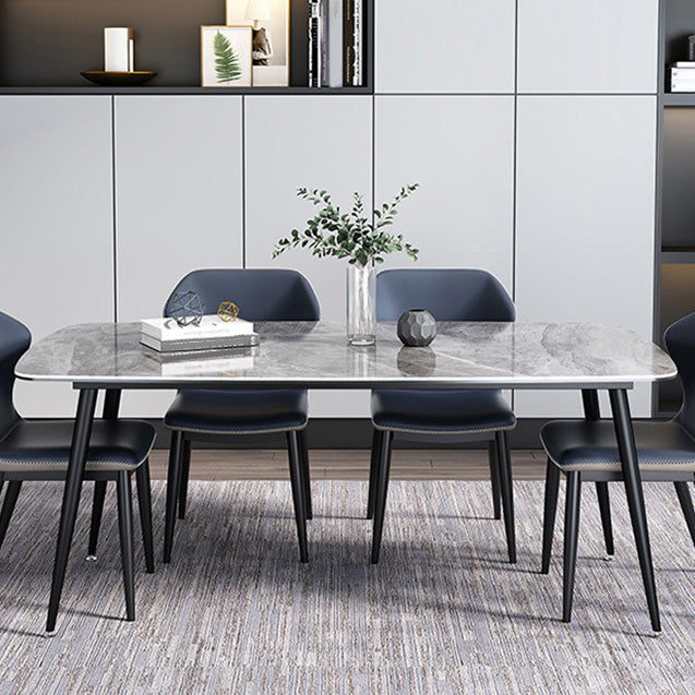Simplicity Style Furniture Rectangle Stone Dining Room Table for Dining Room Gray 70.9"L x 35.4"W x 29.5"H Without Chairs Clearhalo 'Dining Tables & Seating' 'Dining Tables' 'dining_table' 'furn' 'furn_dining_table' 'Furniture' 'Kitchen & Dining Furniture' 6813955