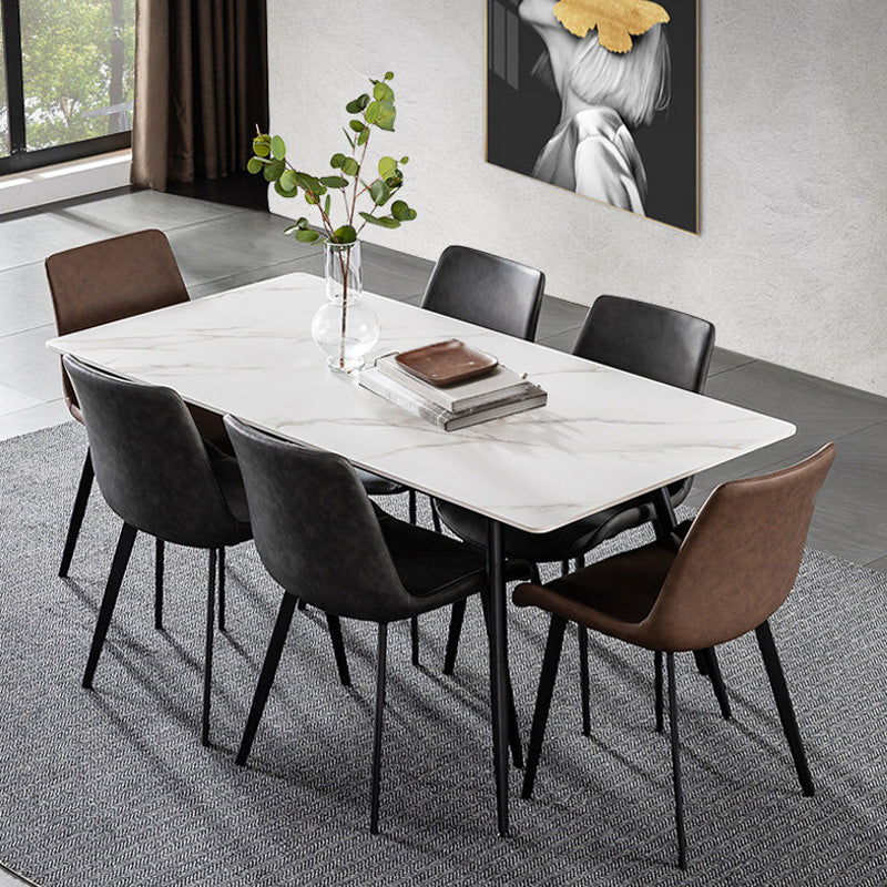 Simplicity Style Furniture Rectangle Stone Dining Room Table for Dining Room White Without Chairs Clearhalo 'Dining Tables & Seating' 'Dining Tables' 'dining_table' 'furn' 'furn_dining_table' 'Furniture' 'Kitchen & Dining Furniture' 6813956