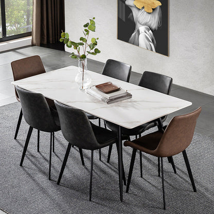 Simplicity Style Furniture Rectangle Stone Dining Room Table for Dining Room White Without Chairs Clearhalo 'Dining Tables & Seating' 'Dining Tables' 'dining_table' 'furn' 'furn_dining_table' 'Furniture' 'Kitchen & Dining Furniture' 6813956
