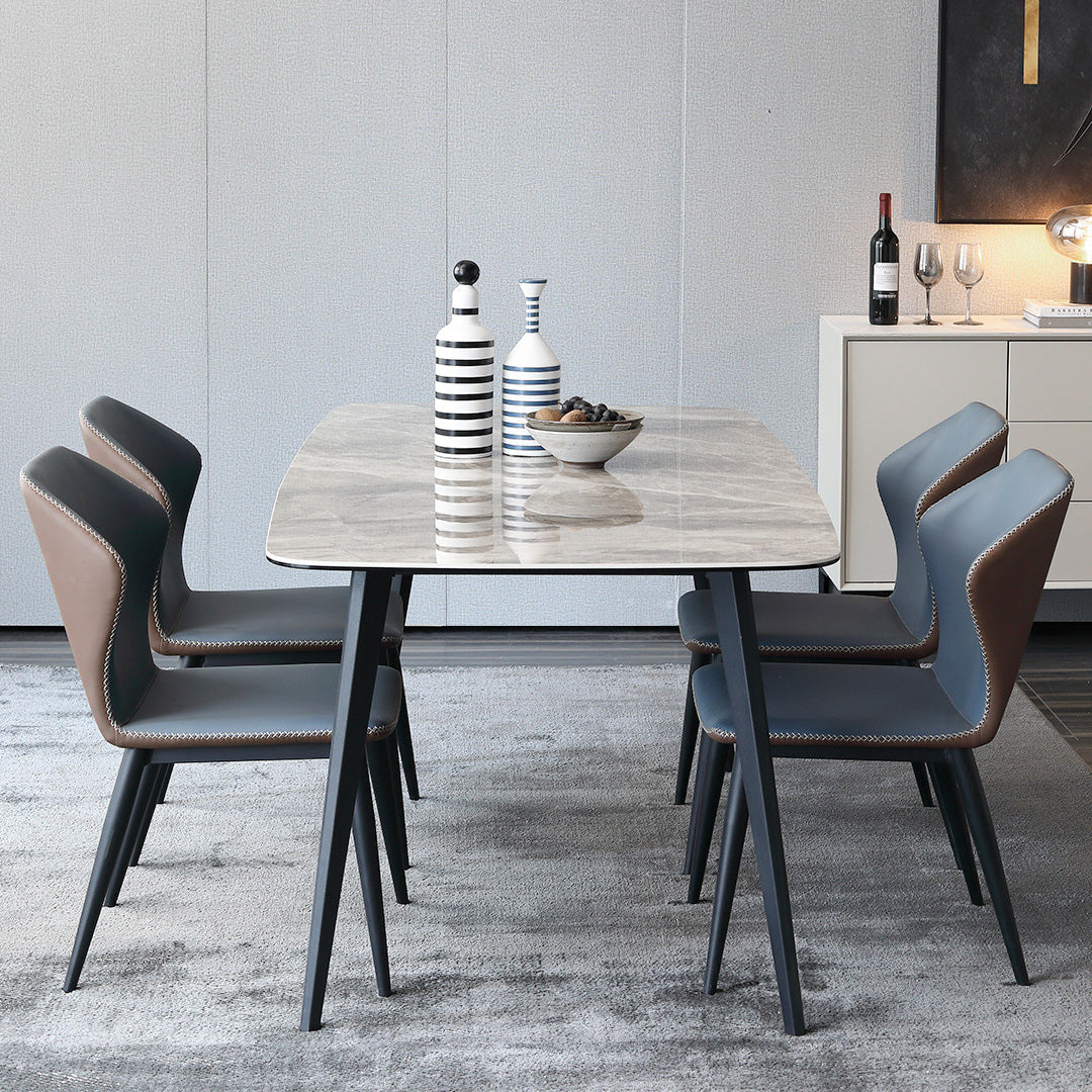 Simplicity Style Furniture Rectangle Stone Dining Room Table for Dining Room Gray 55.1"L x 31.5"W x 29.5"H Without Chairs Clearhalo 'Dining Tables & Seating' 'Dining Tables' 'dining_table' 'furn' 'furn_dining_table' 'Furniture' 'Kitchen & Dining Furniture' 6813957