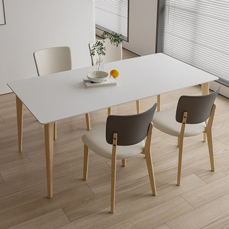 Simplicity Furniture Stone Rectangle Dining Room Table in White