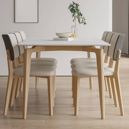 Simplicity Furniture Stone Rectangle Dining Room Table in White