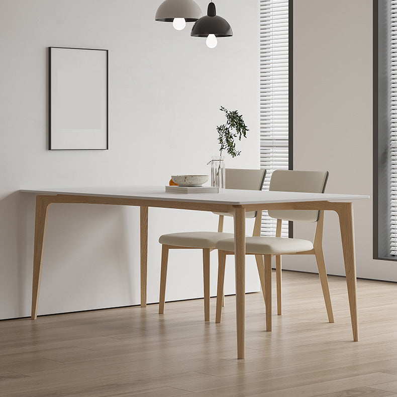 Simplicity Furniture Stone Rectangle Dining Room Table in White