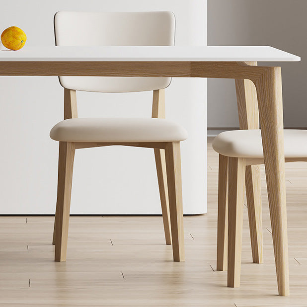 Simplicity Furniture Stone Rectangle Dining Room Table in White