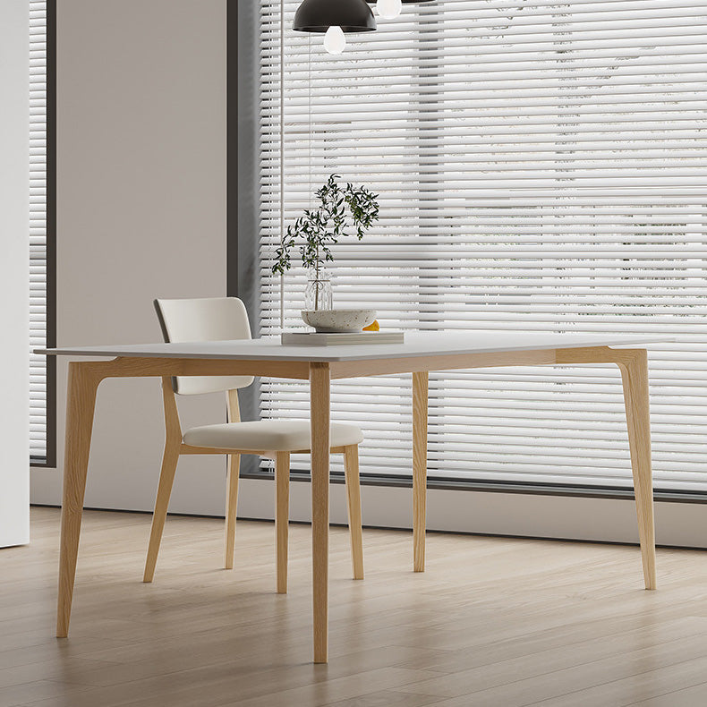 Simplicity Furniture Stone Rectangle Dining Room Table in White
