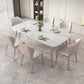 Glam Dinette Table Rectangle Stone Dining Room Table in White