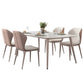 Glam Dinette Table Rectangle Stone Dining Room Table in White