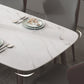 Glam Dinette Table Rectangle Stone Dining Room Table in White