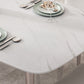 Glam Dinette Table Rectangle Stone Dining Room Table in White