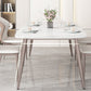 Glam Dinette Table Rectangle Stone Dining Room Table in White