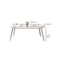 Glam Dinette Table Rectangle Stone Dining Room Table in White