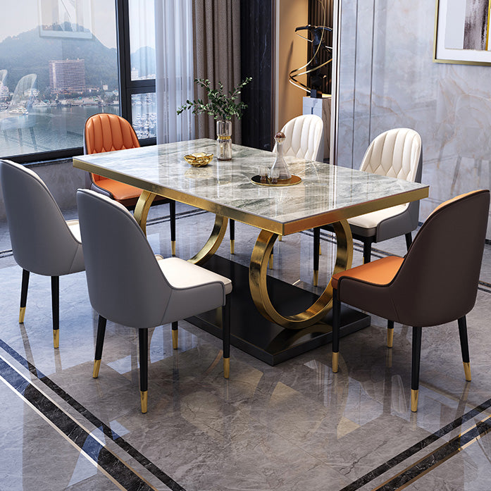 Glam Dinette Table Rectangle Stone Dining Room Table for Home Gray Without Chairs Clearhalo 'Dining Tables & Seating' 'Dining Tables' 'dining_table' 'furn' 'furn_dining_table' 'Furniture' 'Kitchen & Dining Furniture' 6814010