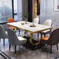 Glam Dinette Table Rectangle Stone Dining Room Table for Home White Gold Without Chairs Clearhalo 'Dining Tables & Seating' 'Dining Tables' 'dining_table' 'furn' 'furn_dining_table' 'Furniture' 'Kitchen & Dining Furniture' 6814011