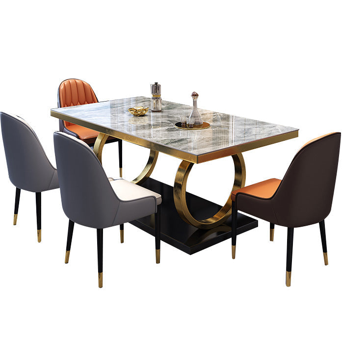 Glam Dinette Table Rectangle Stone Dining Room Table for Home Clearhalo 'Dining Tables & Seating' 'Dining Tables' 'dining_table' 'furn' 'furn_dining_table' 'Furniture' 'Kitchen & Dining Furniture' 6814014