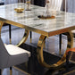 Glam Dinette Table Rectangle Stone Dining Room Table for Home Clearhalo 'Dining Tables & Seating' 'Dining Tables' 'dining_table' 'furn' 'furn_dining_table' 'Furniture' 'Kitchen & Dining Furniture' 6814015