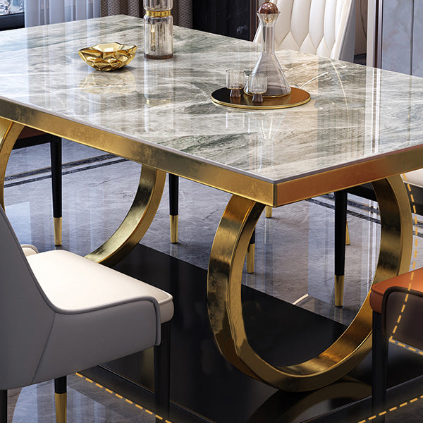 Glam Dinette Table Rectangle Stone Dining Room Table for Home Clearhalo 'Dining Tables & Seating' 'Dining Tables' 'dining_table' 'furn' 'furn_dining_table' 'Furniture' 'Kitchen & Dining Furniture' 6814015
