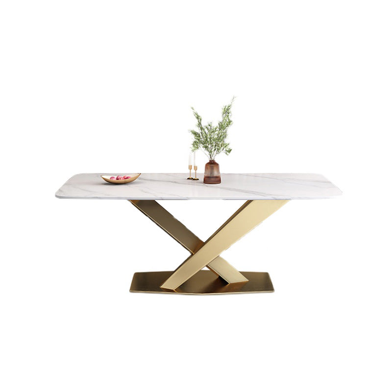Glam Style Dinner Table Rectangle Stone Dining Room Table for Home White Without Chairs Clearhalo 'Dining Tables & Seating' 'Dining Tables' 'dining_table' 'furn' 'furn_dining_table' 'Furniture' 'Kitchen & Dining Furniture' 6814022
