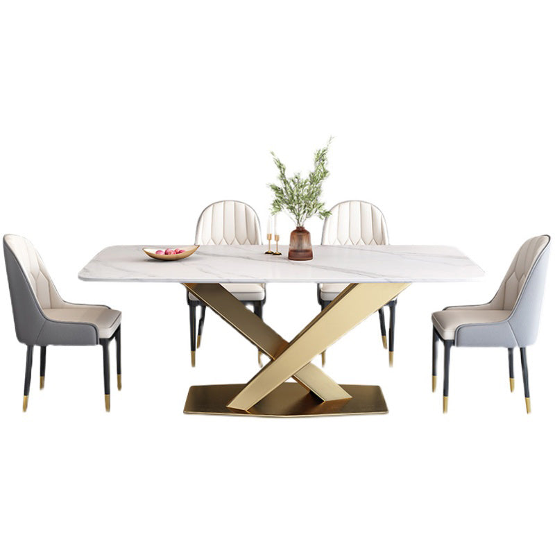 Glam Style Dinner Table Rectangle Stone Dining Room Table for Home Clearhalo 'Dining Tables & Seating' 'Dining Tables' 'dining_table' 'furn' 'furn_dining_table' 'Furniture' 'Kitchen & Dining Furniture' 6814026