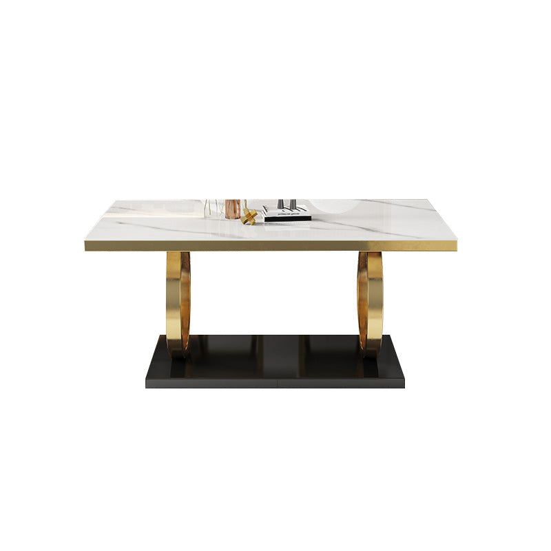 Glam Style Dinner Table Rectangle Stone Dining Room Table for Kitchen White 51.2"L x 31.5"W x 29.5"H Without Chairs Clearhalo 'Dining Tables & Seating' 'Dining Tables' 'dining_table' 'furn' 'furn_dining_table' 'Furniture' 'Kitchen & Dining Furniture' 6814035