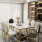 Glam Style Dinner Table Rectangle Stone Dining Room Table for Kitchen White 55.1"L x 31.5"W x 29.5"H Without Chairs Clearhalo 'Dining Tables & Seating' 'Dining Tables' 'dining_table' 'furn' 'furn_dining_table' 'Furniture' 'Kitchen & Dining Furniture' 6814037