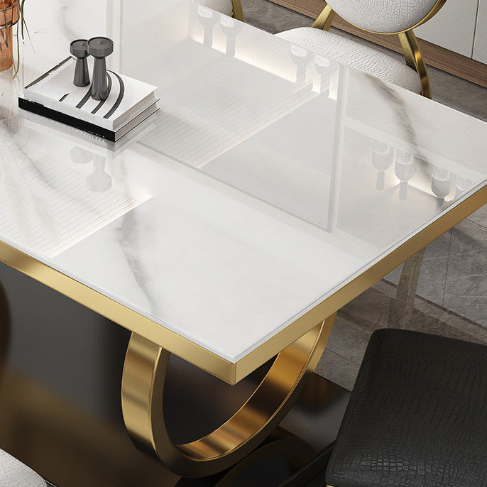 Glam Style Dinner Table Rectangle Stone Dining Room Table for Kitchen Clearhalo 'Dining Tables & Seating' 'Dining Tables' 'dining_table' 'furn' 'furn_dining_table' 'Furniture' 'Kitchen & Dining Furniture' 6814040