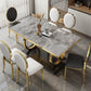 Glam Style Dinner Table Rectangle Stone Dining Room Table for Kitchen Clearhalo 'Dining Tables & Seating' 'Dining Tables' 'dining_table' 'furn' 'furn_dining_table' 'Furniture' 'Kitchen & Dining Furniture' 6814043