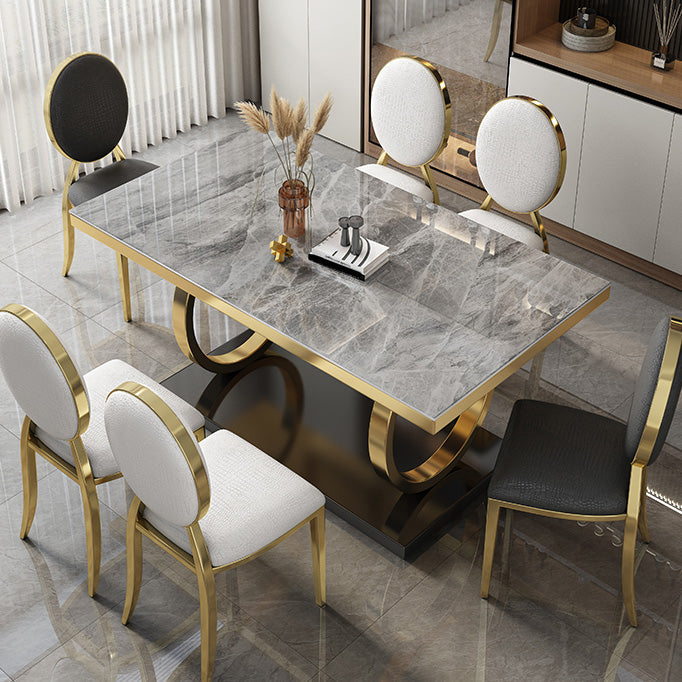 Glam Style Dinner Table Rectangle Stone Dining Room Table for Kitchen Clearhalo 'Dining Tables & Seating' 'Dining Tables' 'dining_table' 'furn' 'furn_dining_table' 'Furniture' 'Kitchen & Dining Furniture' 6814043