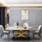Glam Dinner Table Rectangle Stone Dining Room Table for Kitchen Pandora Gold 70.9"L x 35.4"W x 29.5"H Without Chairs Clearhalo 'Dining Tables & Seating' 'Dining Tables' 'dining_table' 'furn' 'furn_dining_table' 'Furniture' 'Kitchen & Dining Furniture' 6814051