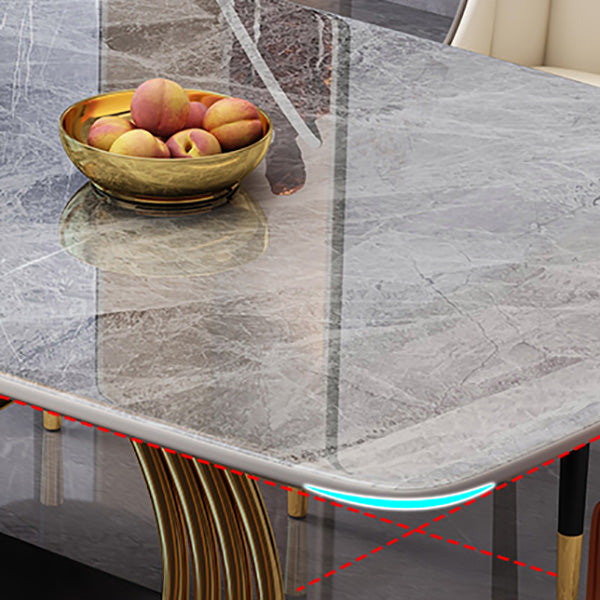 Glam Dinner Table Rectangle Stone Dining Room Table for Kitchen Clearhalo 'Dining Tables & Seating' 'Dining Tables' 'dining_table' 'furn' 'furn_dining_table' 'Furniture' 'Kitchen & Dining Furniture' 6814055