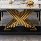 Glam Dinner Table Rectangle Stone Dining Room Table for Kitchen Clearhalo 'Dining Tables & Seating' 'Dining Tables' 'dining_table' 'furn' 'furn_dining_table' 'Furniture' 'Kitchen & Dining Furniture' 6814056