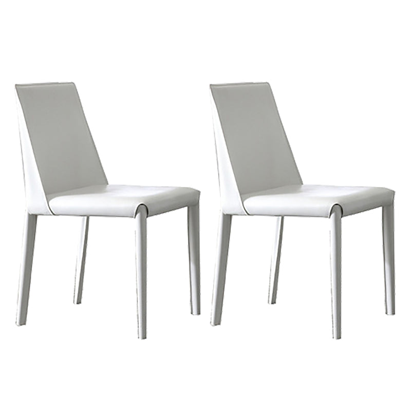 Parsons Armless Dining Chairs Indoor Dining Room Faux Leather Side Chair White 2 Piece Set Clearhalo 'Dining Chairs' 'Dining Tables & Seating' 'dining_chair' 'furn' 'furn_dining_chair' 'Furniture' 'Kitchen & Dining Furniture' 6814097