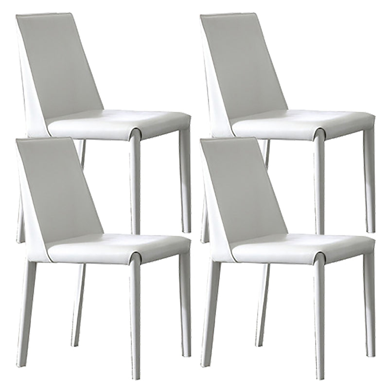 Parsons Armless Dining Chairs Indoor Dining Room Faux Leather Side Chair White 4 Piece Set Clearhalo 'Dining Chairs' 'Dining Tables & Seating' 'dining_chair' 'furn' 'furn_dining_chair' 'Furniture' 'Kitchen & Dining Furniture' 6814098