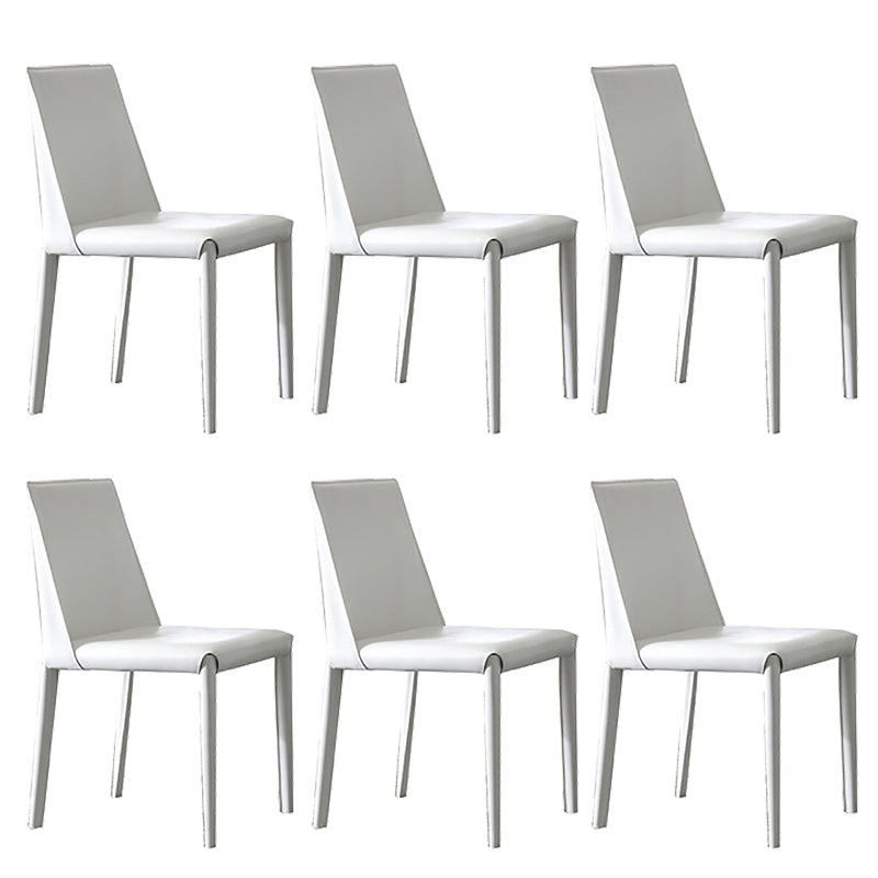 Parsons Armless Dining Chairs Indoor Dining Room Faux Leather Side Chair White 6 Piece Set Clearhalo 'Dining Chairs' 'Dining Tables & Seating' 'dining_chair' 'furn' 'furn_dining_chair' 'Furniture' 'Kitchen & Dining Furniture' 6814100