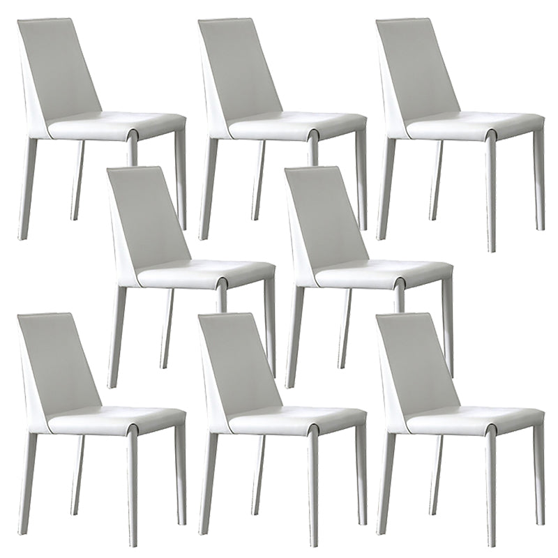 Parsons Armless Dining Chairs Indoor Dining Room Faux Leather Side Chair White 8 Piece Set Clearhalo 'Dining Chairs' 'Dining Tables & Seating' 'dining_chair' 'furn' 'furn_dining_chair' 'Furniture' 'Kitchen & Dining Furniture' 6814102