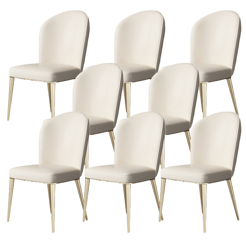 Kitchen Upholstered Armless Dining Chairs Parsons Chair in Gold Legs