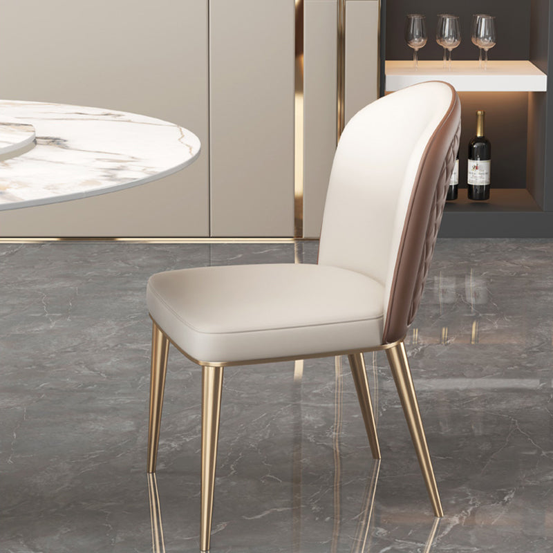 Kitchen Upholstered Armless Dining Chairs Parsons Chair in Gold Legs