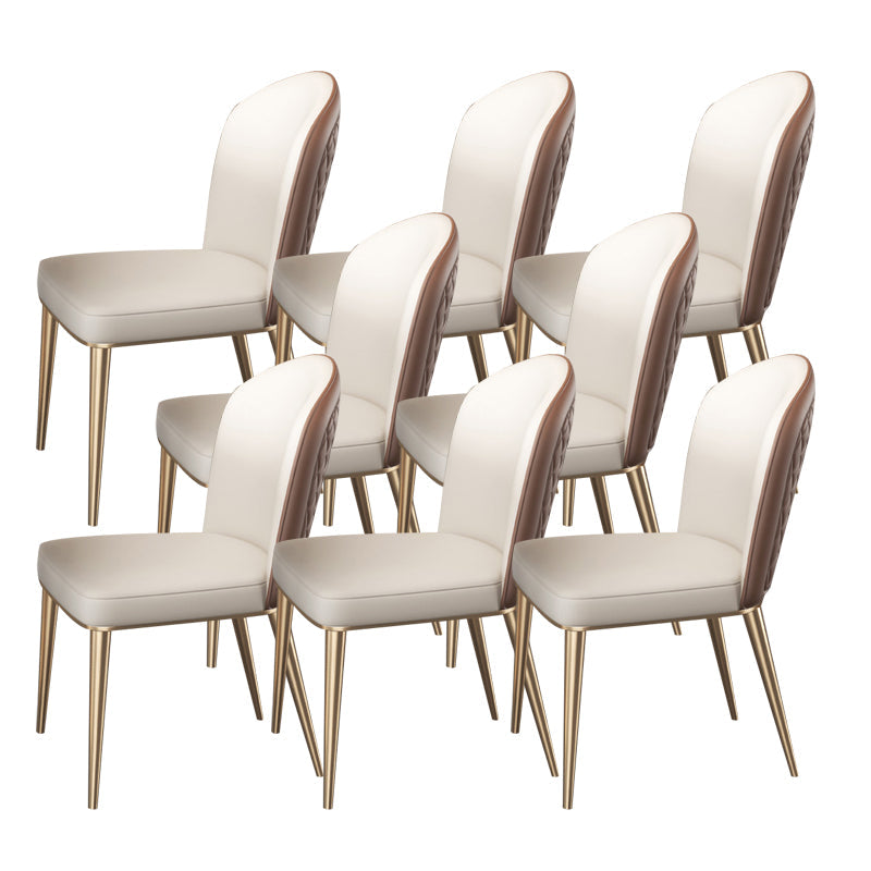Kitchen Upholstered Armless Dining Chairs Parsons Chair in Gold Legs